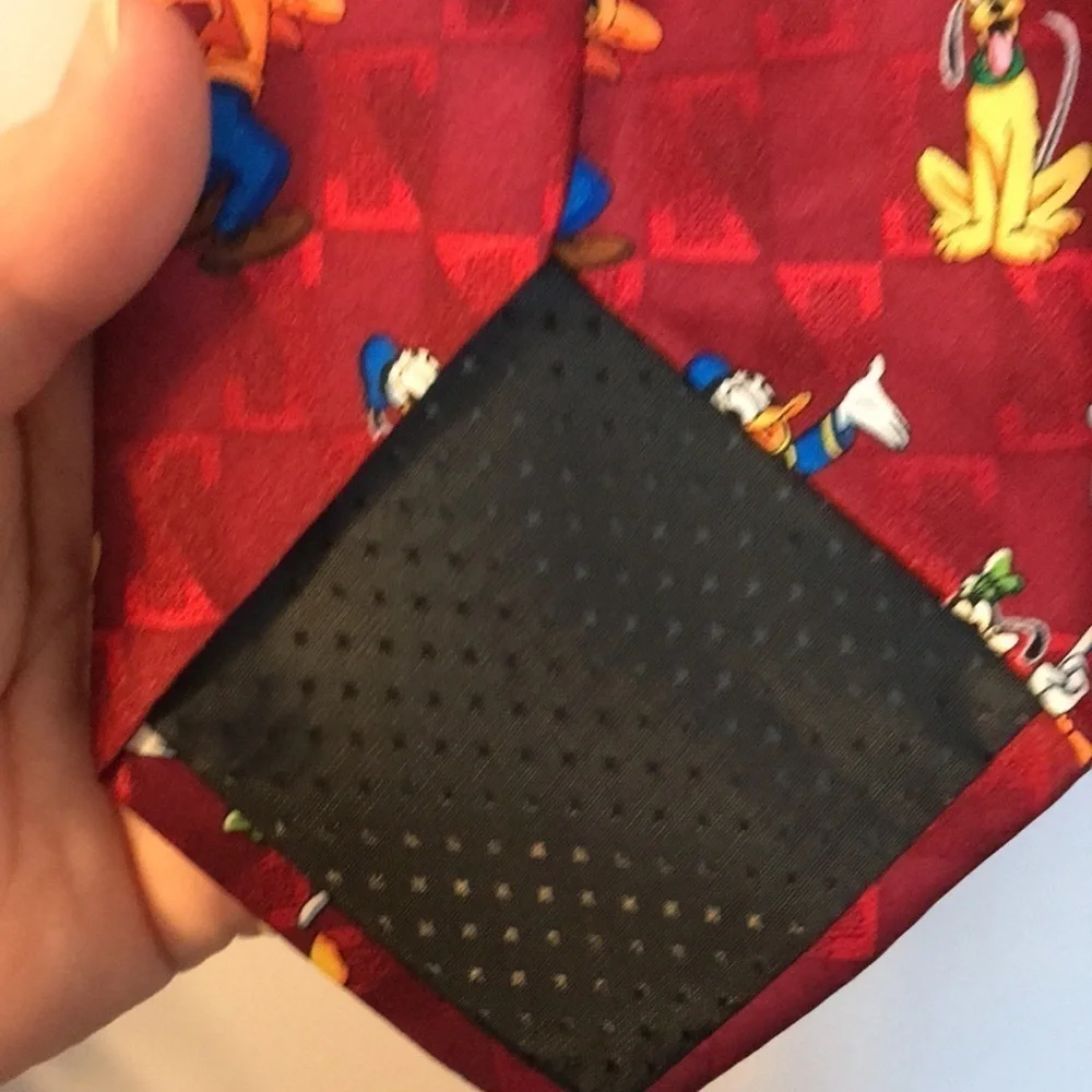 Mickey Unlimited Silk Handmade Mickey Donald Pluto Goofy Dark Red Necktie Retro